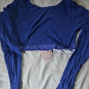Savage X Fenty Blue Long Sleeve Crop Blouse